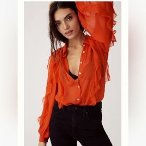 NWT Anthropologie Maeve ruffled button down shirt